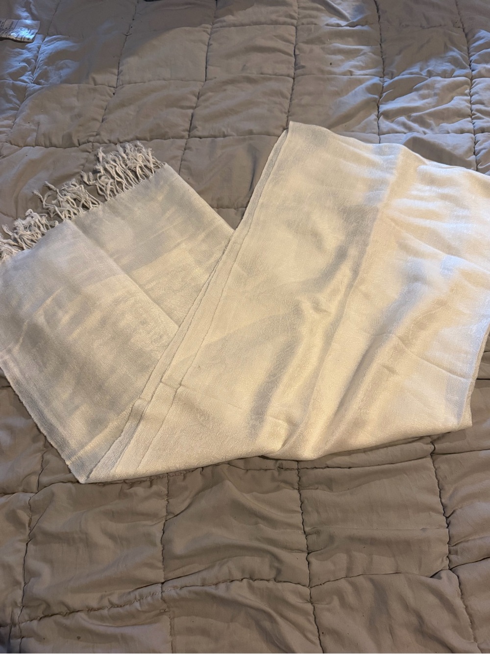 Neutral Cream Fringe Wrap Scarf